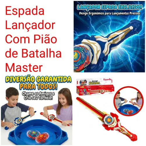 Espada Lançador Com Pião de Batalha Master