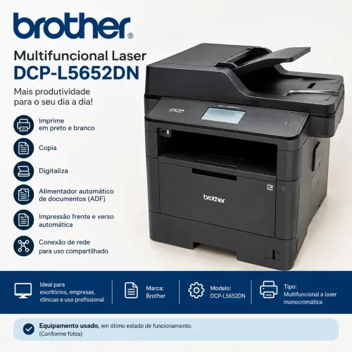 Impressora Multifuncional Brother DCP-L5652DN - Laser Monocromática