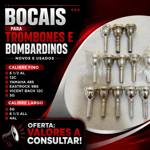 Bocal trombone bombardino fino e largo