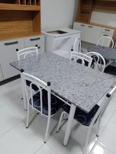 Mesa de Jantar 1,10 x 70 com tampo em pedra de Granito - Entrega Imediata