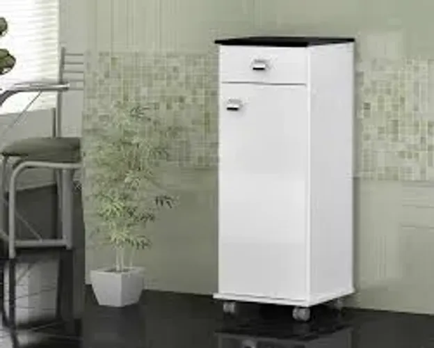 Balcão Bianca 1Pt 1Gv Branco Tampo Preto Quarta Divisão - Entrega Rápida! 