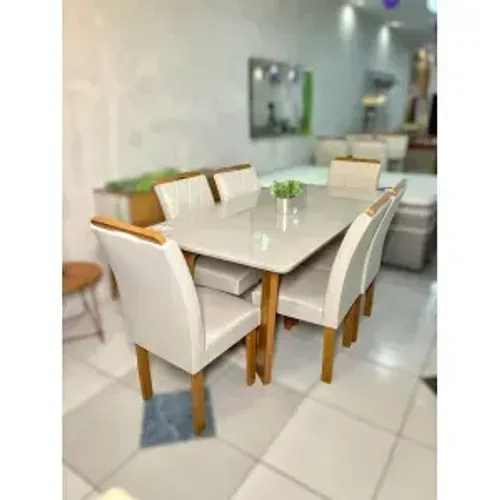 MESA DE JANTAR DUBAI 170X90 COM 6 CADEIRAS