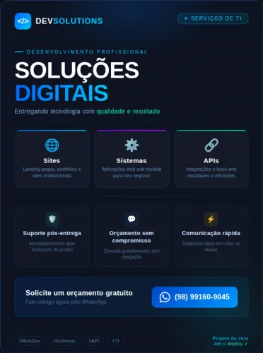 Desenvolvedor Web - Criação de Sites, Sistemas e API's