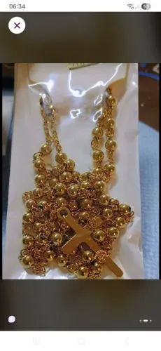 Terço aço dourado