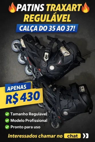 Patins traxart, número 37 pouquíssimo usado e sem marcas de uso. Está praticamente novo 