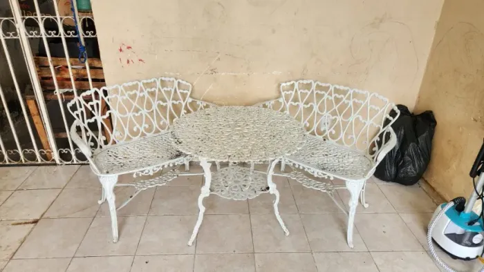 kit cadeira namoradeira com mesa de alumínio 