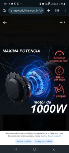 Bike Elétrica V8 Duos 1000 wattss de potência 