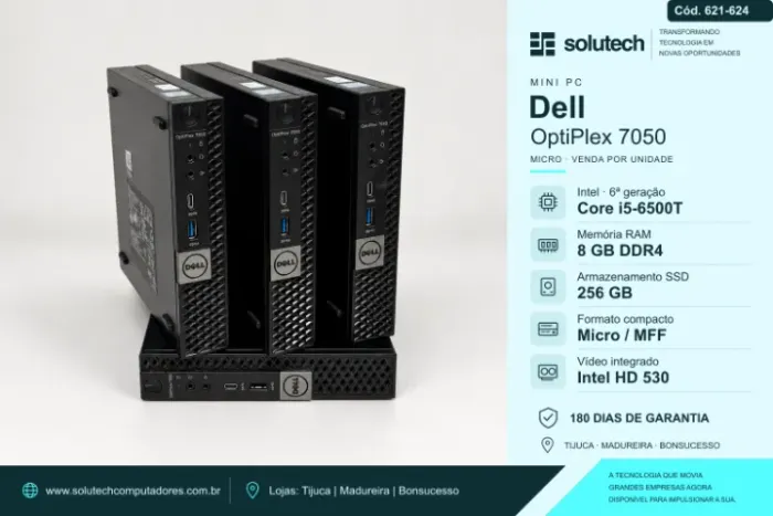 Mini PC Dell OptiPlex 7050 Micro i5 (6ª) | 8GB DDR4 | SSD 256GB - Garantia