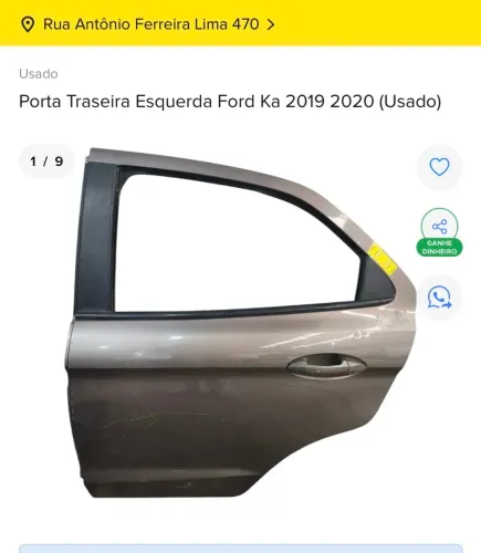 PORTA TRASEIRA ESQUERDA FORD KA 2019 2020