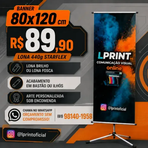 Banner 80x120 cm - Lona StarFlex 440g - R$ 89,90 reais