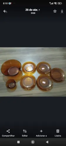 Peças Duralex na cor âmbar