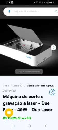 Maquina co2 due 45w corte e gravação a laser