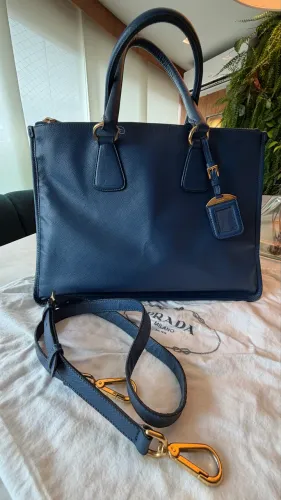 Bolsa Prada Saffiano Lux Azul - Original