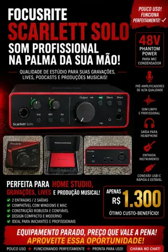Focusrite Scarlett Solo 4ª Geração (Original)