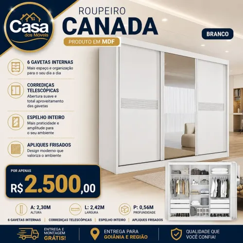 Guarda roupa Canadá - Branco 