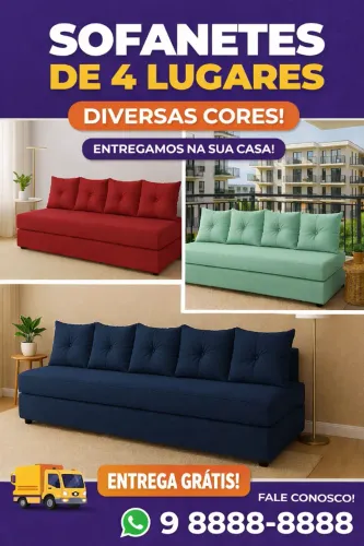 Sofanete(sofá-cama) 4 lugares, entrega imediata pague na sua casa, móvel novo !!