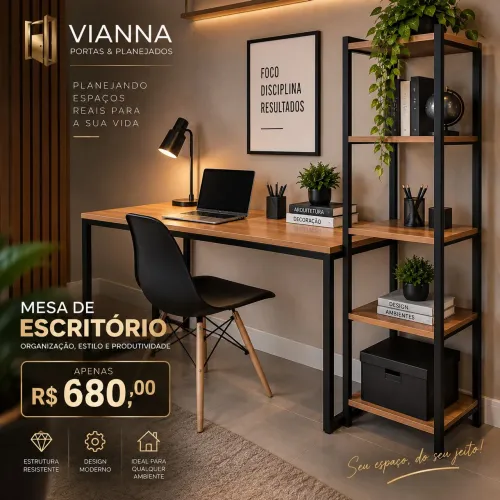 MESA DE ESCRITÓRIO COM TORRE LATERAL
