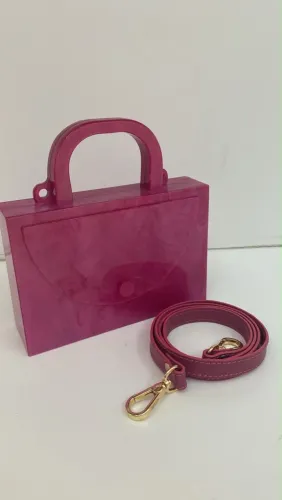Bolsa de Acrílico ESTILÉ Rosa Marmorizado Nova
