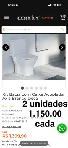 VASO SANITÁRIO ÁXIS DECA - NOVO NA CAIXA