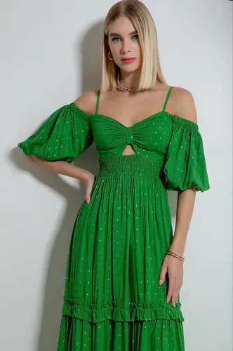 Vestido longo verde averara