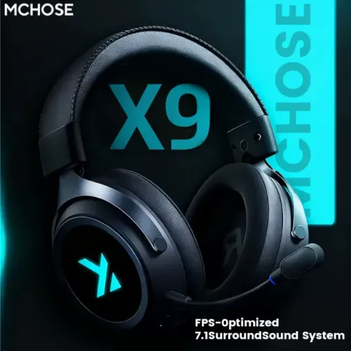 [Novo] Headset Sem Fio Gamer MCHOSE X9 Preto, Som 7.1, Driver 53mm, Wireless, Bluetooth PC