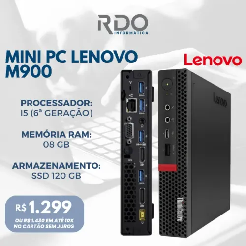 Mini PC Lenovo M900 i5 6ª 8GB SSD 120GB - Computador rápido e compacto