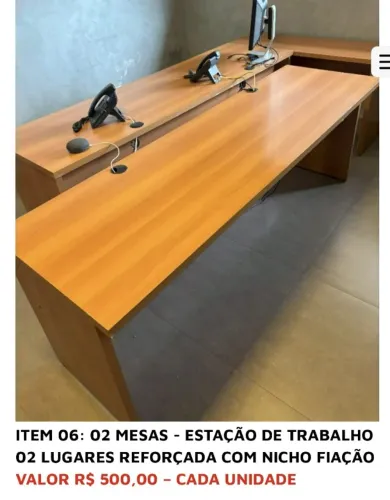 ESTAÇÃO DE TRABALHO 02 LUGARES REFORÇADA COM NICHO FIAÇÃO