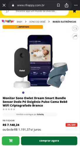 Monitor Sono Owlet Dream Smart Bundle Sensor Dedo Pé Oxigênio