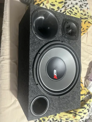 Som Automotivo Caixa Trio Duto Completa Subwoofer 12 Pol Etm Driver Corneta Tuiter