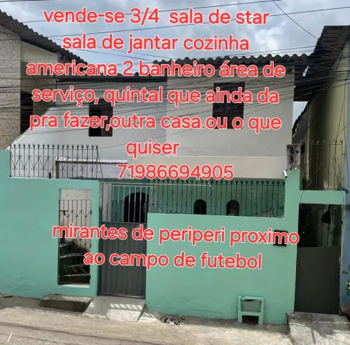 Vendo 3/4 2salas,2 banheiro área de serviço cozinha americana toda murada frente, fundo,