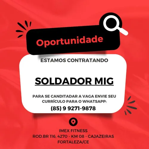 Vaga Soldador/ Serralheiro ( Seleção até 20/06/26)