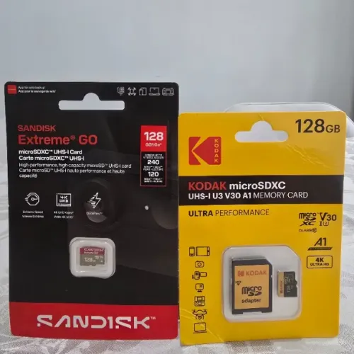 Cartão de memória microSD Sandisk Extreme GO 128GB e KODAK 128 GB - Originais!