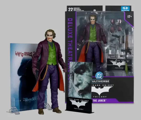 Action Figure The Jocker Coringa Heath Ledger Deluxe Mcfarlane 18cm