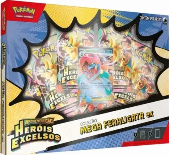 Box Pokémon Mega Feraligatr Ex Heróis Excelsos Me2.5 Copag