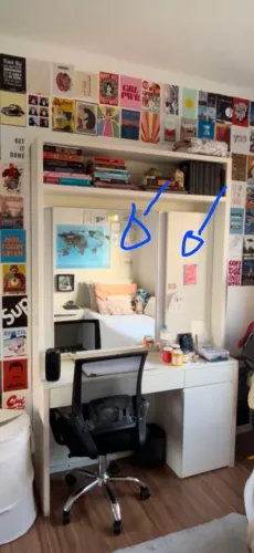 Estante para quarto com gavetas espelho  e mesa de estudo