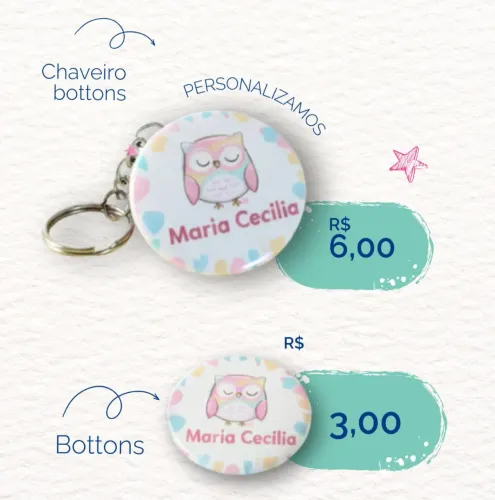 Botton e chaveiro personalizado