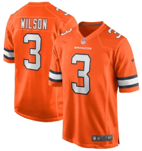 Camisa alternativa de jogo do Russell Wilson, do Denver Broncos, - Laranja NIKE 100% ORG