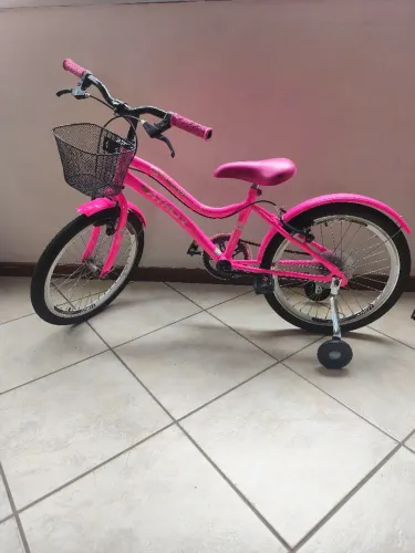 Bicicleta Athor Aro 20, Pink com Rodinhas cestinha