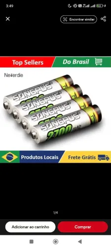 4 Pilhas Recarregável AAA 2700 No Blister Ideal Para Varios