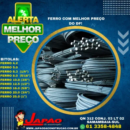 Ferro Vergalhão Todas as Bitolas Com Melhor Preço do DF Faça Seu Orçamento