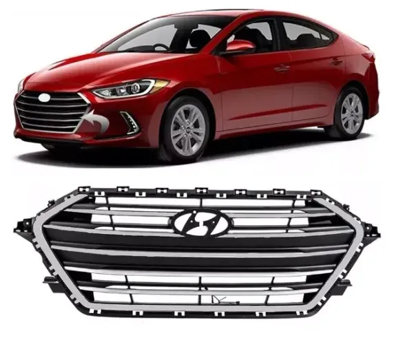Grade Radiador Com Friso Cinza Elantra 2017 2018 2019