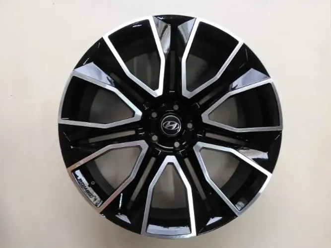 Jogo de rodas aro 22 pdw hyundai 5x114 tala 8,5 preta diamantada