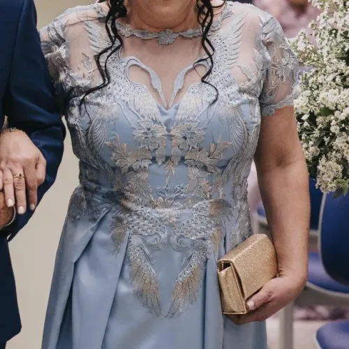 Vestido De Festa, Tamanho: G, Cor: Azul Serenity