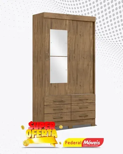 Guarda Roupa 2 Portas 6 Gavetas com Espelho Super Lindo Fazemos Entrega