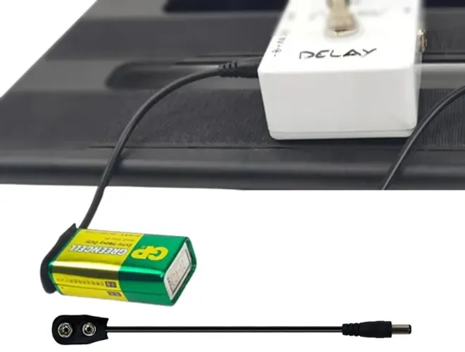 Cabo Conexão Liga Pedal Guitarra Baixo Violão Na Bateria 9v