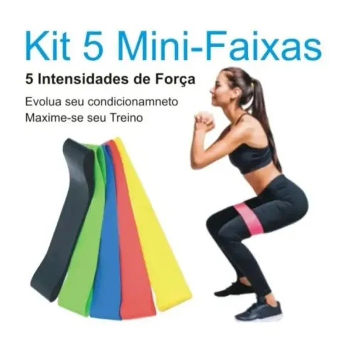 Kit Mini Bands (5) Extra leve , leve , média, pesada extra pesada 