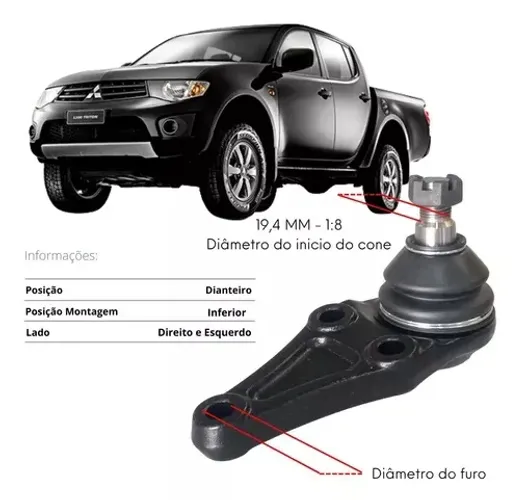 Pivô Suspensão Dianteiro Inferior L200 Triton 2008 / 2020