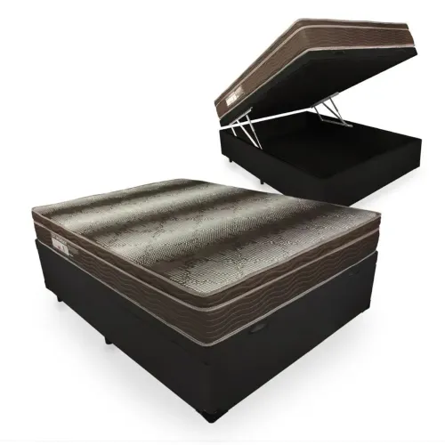Colchão Casal Light Ortopedic + Base Box Baú Corino tt43