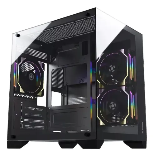 Gabinete Fortrek Clarity Preto Aquário Cubo Lateral Vidro Loja Coimbra Computadores