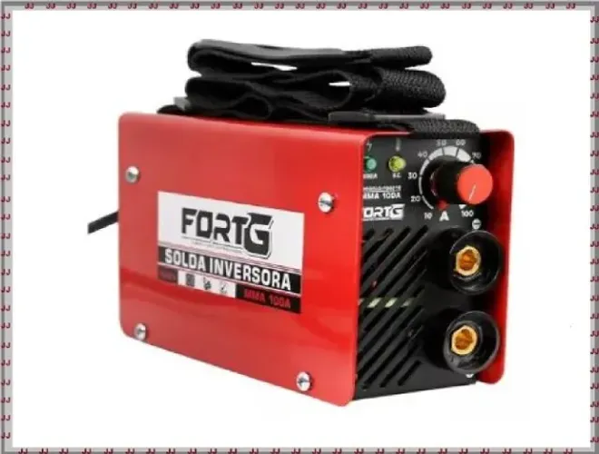 Máquina de solda inverter Fortg Inversora MMA 100A vermelha 220V